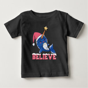 T-shirt Pour Bébé Croyez Narwhal Noël Fée Lumières