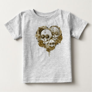T-shirt Pour Bébé cru de style de tatouage d'habillement de crâne d
