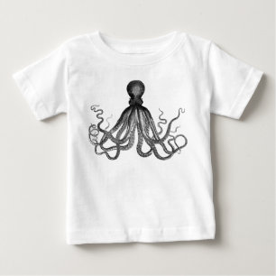 T-shirt Pour Bébé Cru nautique antique Kraken de poulpe de Steampunk