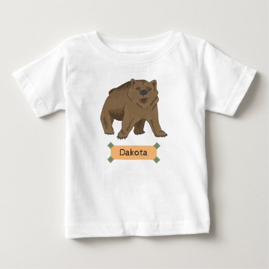 T-shirt Pour Bébé Cube d'ours Brown avec nom (Devant)