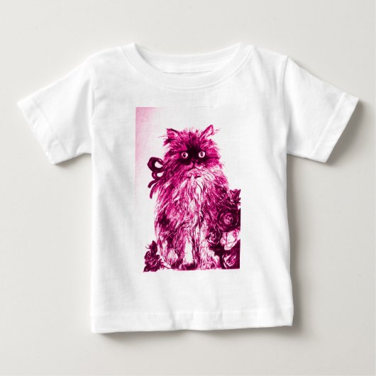 T-shirt Pour Bébé CUISINE AVEC ROSES, Rose Fuchsia Blanc (Devant)