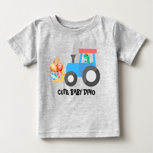 T-shirt Pour Bébé Cuisine oeuf dinosaure Construction Camion Enfant  (Devant)