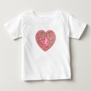 T-shirt Pour Bébé CUPID LACE COEUR, Rose Rouge