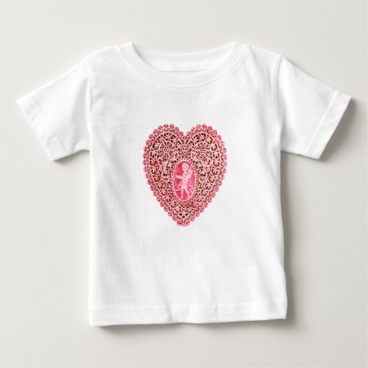T-shirt Pour Bébé CUPID LACE COEUR, Rose Rouge (Devant)