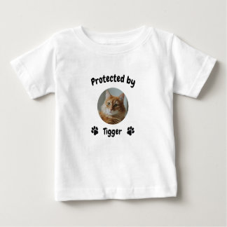 T-shirt Pour Bébé Custom Proctected by Cat, Personalized Cat Name