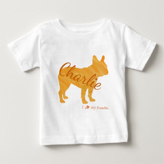 T-shirt Pour Bébé Customizable French Bulldog Pastel Orange Frenchie (Devant)