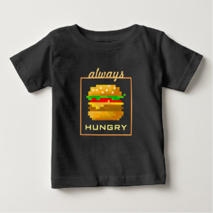 T-shirt Pour Bébé Cute 8 bits Burger Colorful Fast Food Fun Pixel Ar