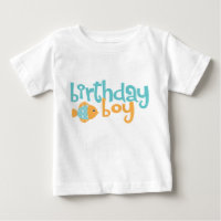 Cute Aqua et Orange Fish Birthday Boy