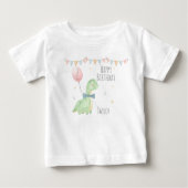 T-shirt Pour Bébé Cute Aquarelle Dinosaure Anniversaire Garçon Perso (Devant)