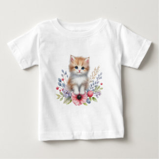 T-shirt Pour Bébé Cute aquarelle kitty T-short