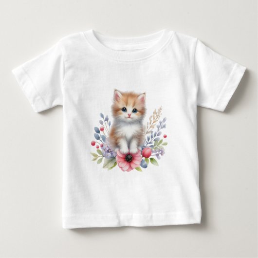 T-shirt Pour Bébé Cute aquarelle kitty T-short (Devant)