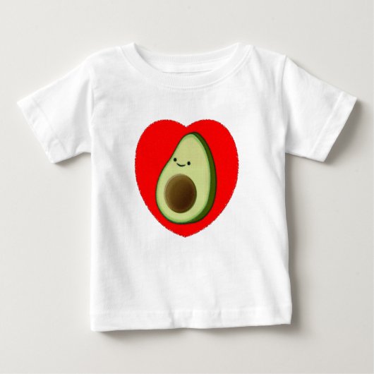 T-shirt Pour Bébé Cute Avocado Dans Le Coeur Rouge (Devant)