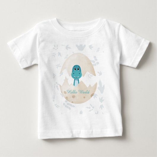 T-shirt Pour Bébé Cute Baby Dinosaur Hatching Hello World (Devant)