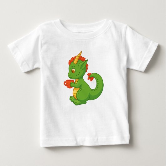 T-shirt Pour Bébé Cute Baby Dragon Holding Cup (Devant)