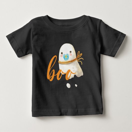 T-shirt Pour Bébé Cute Baby Ghost Pacifier Écharpe Boo (Devant)