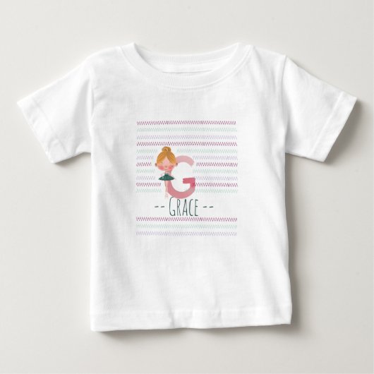 T-shirt Pour Bébé Cute Ballerina Plush Pink Letter G Toddler (Devant)