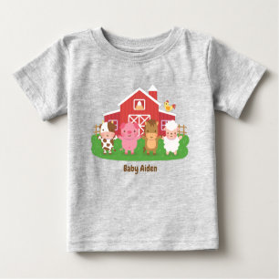T-shirt Pour Bébé Cute Barn Farm Animals Baby