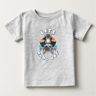 T-shirt Pour Bébé Cute Bat Hanging et Retro Sunset Allons-y