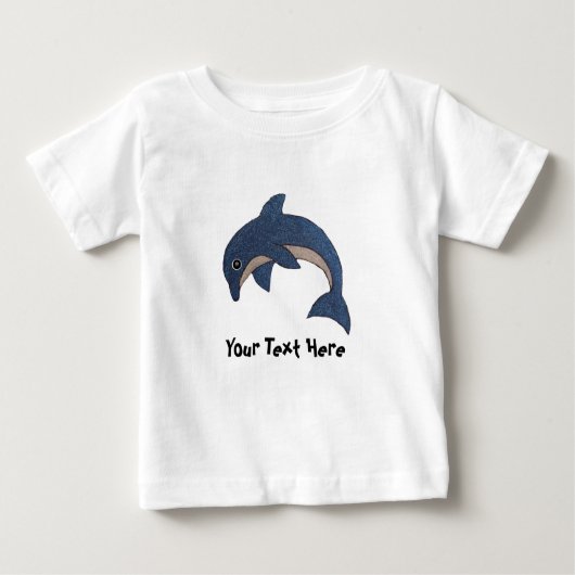 T-shirt Pour Bébé Cute Bleu Bleu Dauphin Blanc Flécaux (Devant)