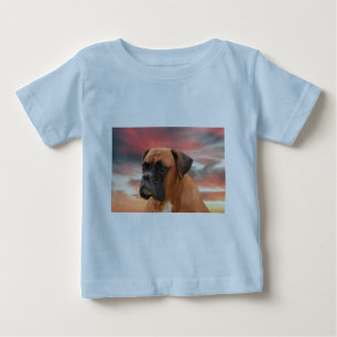 T-shirt Pour Bébé Cute Boxer Dog Eau Couleur Huile Peinture Art