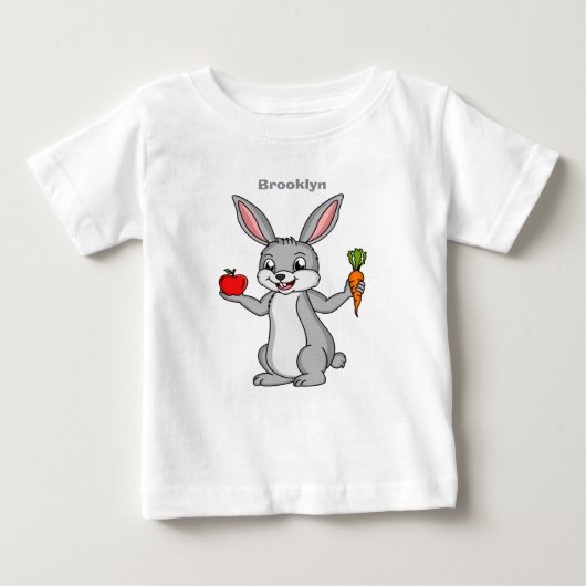 T-shirt Pour Bébé Cute bunny rabbit with vegetables (Devant)