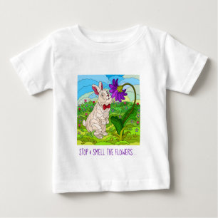 T-shirt Pour Bébé Cute Buuny; Stop & Sentez les Fleurs!