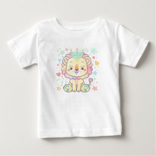 T-shirt Pour Bébé Cute Cartoon Lion Cub avec T-shirt de bébé Couronn