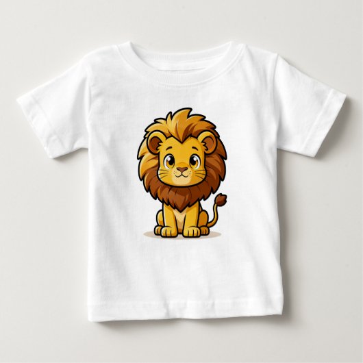 T-shirt Pour Bébé Cute Cartoon Lion with Big Mane (Devant)