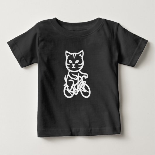 T-shirt Pour Bébé Cute cat riding a bicycle (Devant)