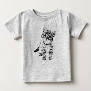 T-shirt Pour Bébé Cute chat chaton   stylo graphique noir