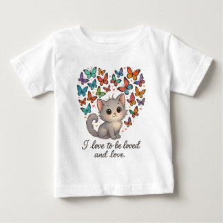 T-shirt Pour Bébé Cute chaton en gros avec papillons et devis