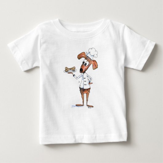 T-shirt Pour Bébé Cute chef de chien Whimsical (Devant)