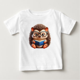 T-shirt Pour Bébé Cute Chibi Lecture Hedgehog