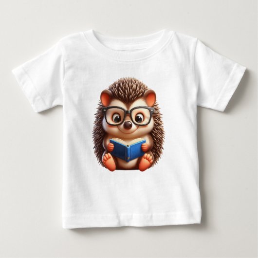 T-shirt Pour Bébé Cute Chibi Lecture Hedgehog (Devant)
