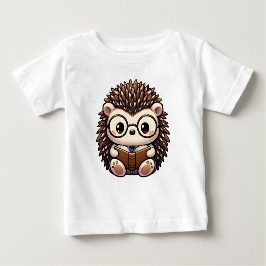T-shirt Pour Bébé Cute Chibi Lecture Hedgehog (Devant)