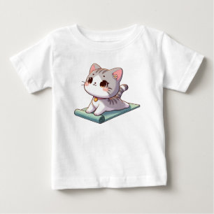 T-shirt Pour Bébé Cute Chibi Yoga Chat