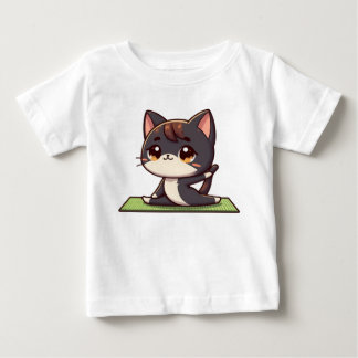 T-shirt Pour Bébé Cute Chibi Yoga Chat