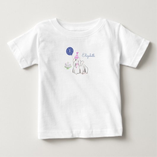 T-shirt Pour Bébé Cute Chien Chien Chien Chien Aquarelle Maltese Ann (Devant)