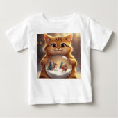 T-shirt Pour Bébé Cute Christmas Cat Holding Snow Globe Art (Devant)