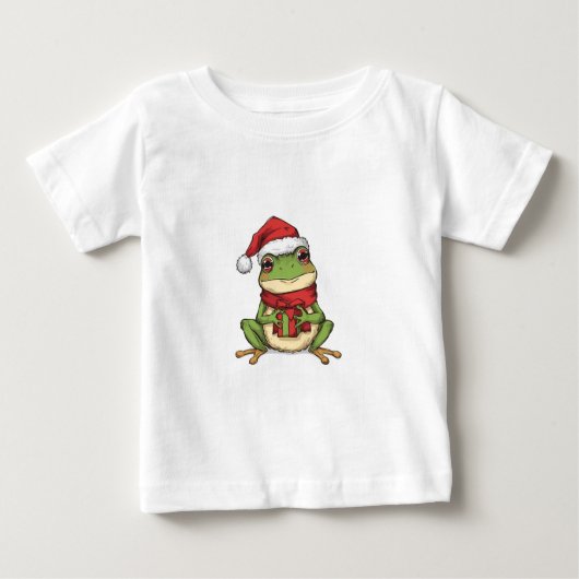 T-shirt Pour Bébé Cute Christmas Frog Sweater - Santa Frog Holding G (Devant)