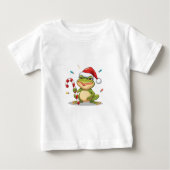 T-shirt Pour Bébé Cute Christmas Frog With Candy Cane - Funny Holida (Devant)