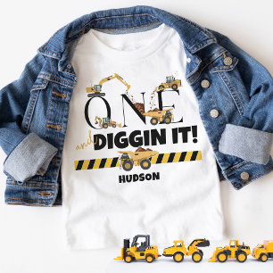 T-shirt Pour Bébé Cute Construction Camion Camion Boy 1er Anniversai