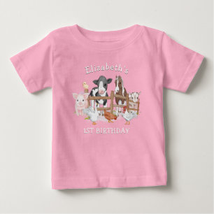 T-shirt Pour Bébé Cute Country Farm Animaux 1er anniversaire