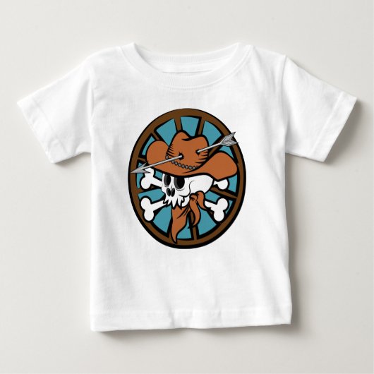 T-shirt Pour Bébé Cute crâne de Cowboy et os croisés (Devant)