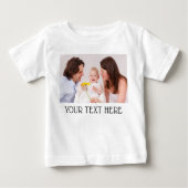 T-shirt Pour Bébé Cute Custom Photo & Name Text White (Devant)