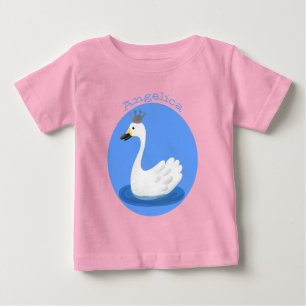 T-shirt Pour Bébé Cute cygne blanc avec dessin de la couronne