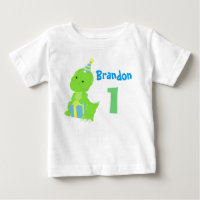 Cute Dinosaur 1er anniversaire Blue Green Dino Boy