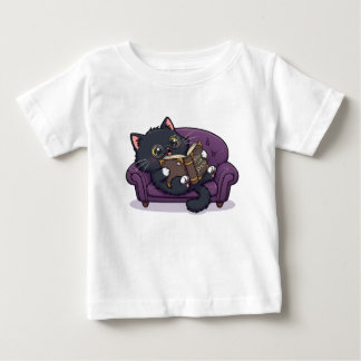 T-shirt Pour Bébé Cute Éffrayant Chat noir et Spellbook Stortime