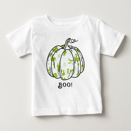 T-shirt Pour Bébé Cute et Éffrayante Jack-O’Lantern vert (Devant)