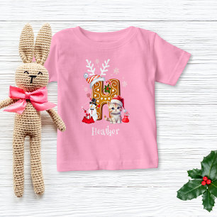 T-shirt Pour Bébé Cute Famille Noël Gingerpain Alphabet H Fille